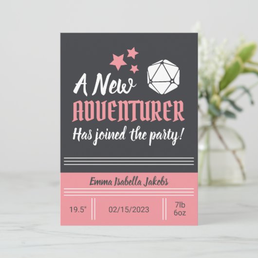 D&Dベビー誕生発表ピンクガール 案内状 (スタンド正面)