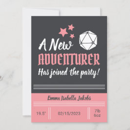 D&Dベビー誕生発表ピンクガール 案内状