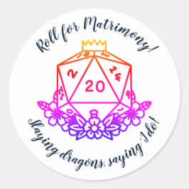 D&D ウェディングパーティステッカーセット: 結婚のためにサイコロを振ろう ラウンドシール