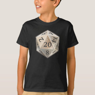 D&D d20のアイボリーおよび黒い骨は死にます Tシャツ
