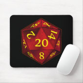 D&D d20の深紅色および金ゴールドの火は死にます マウスパッド (マウス)