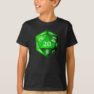 D&D d20は緑および白いエメラルド死にます Tシャツ