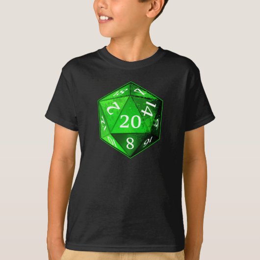 D&D d20は緑および白いエメラルド死にます Tシャツ (正面)
