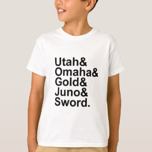D-Dayの浜辺 ユタ オマハ ゴールド ジュノー ソード Tシャツ