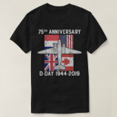 D-Dayノルマンディーランディング75周年記念C-47国旗 Tシャツ (デザイン正面)