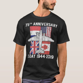 D-Dayノルマンディーランディング75周年記念C-47国旗 Tシャツ