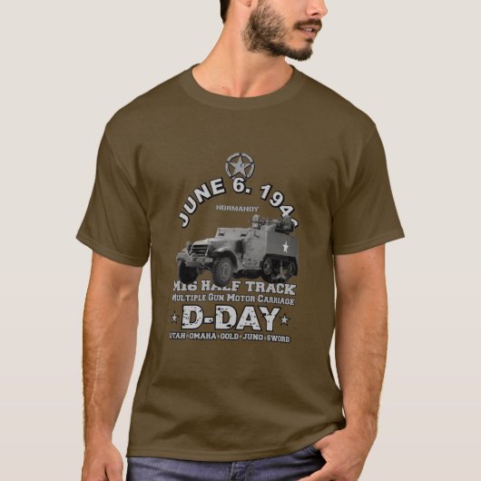 D-Day退役軍人M16ハーフトラック Tシャツ (正面)