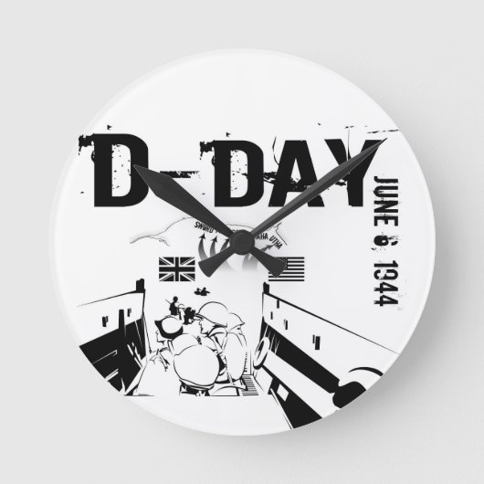 D-DAY 1944年6月6日 ラウンド壁時計 (正面)