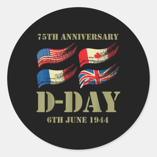 D-day 75th Anniversary – 第二次世界大戦メモリアル ラウンドシール (正面)
