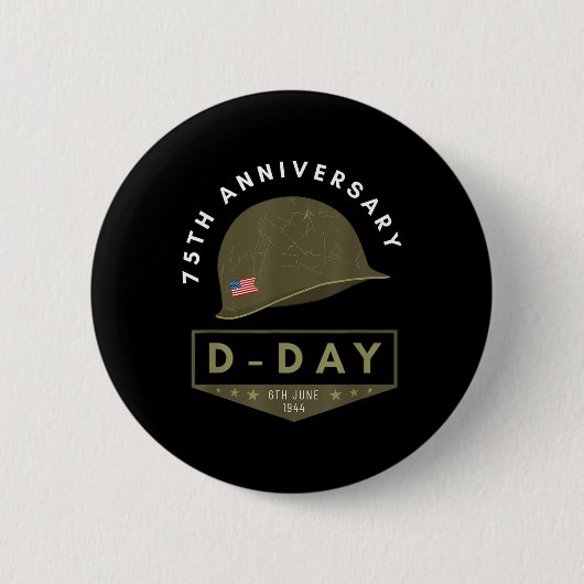 D-day 75th Anniversary – 第二次世界大戦メモリアル_1 缶バッジ (正面)