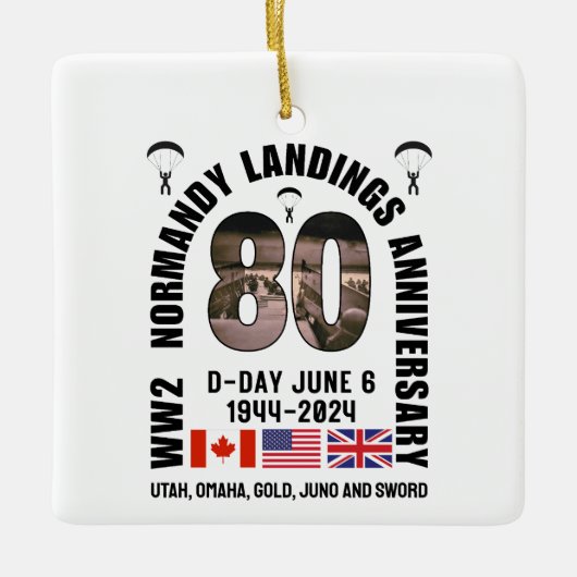 D-DAY NORMANDY LANDINGS第2次世界大戦80周年 セラミックオーナメント (正面)