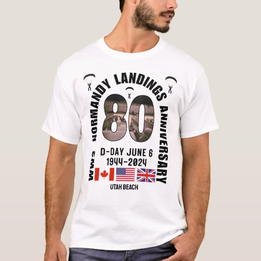 D-DAY NORMANDY LANDINGS第2次世界大戦80周年 Tシャツ (正面)