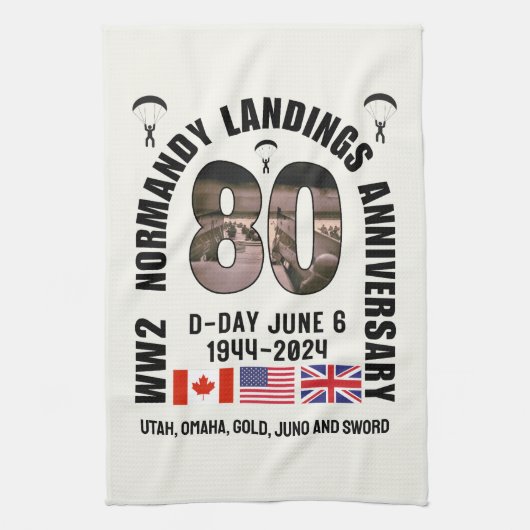 D-DAY NORMANDY LANDINGS第2次世界大戦80th Anniv Souvenir キッチンタオル (縦)