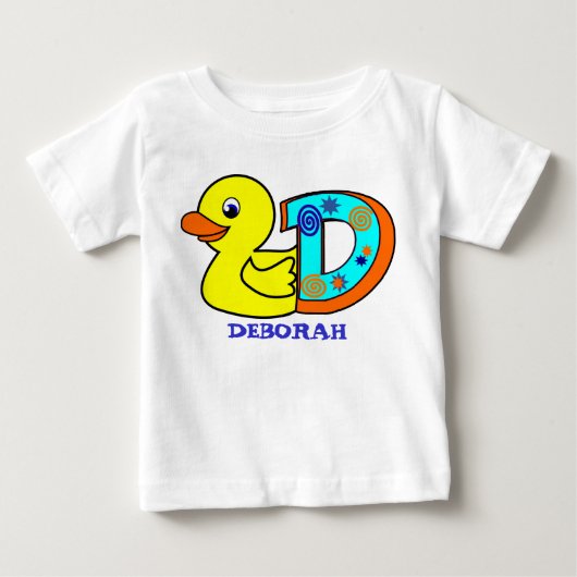 D DUCK、名前イニシャル ベビーTシャツ (正面)