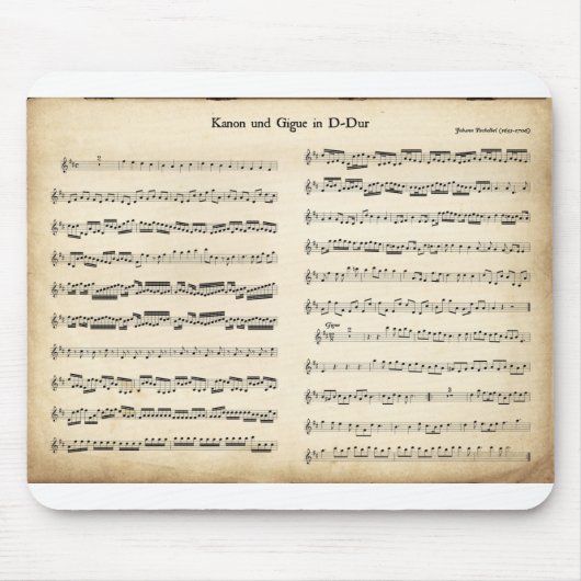 D Durの音楽シート古Pachelbel Kanon und Gigue マウスパッド (正面)
