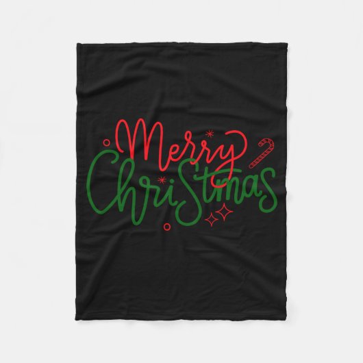 D Family Christmas Family Name  フリースブランケット (正面)