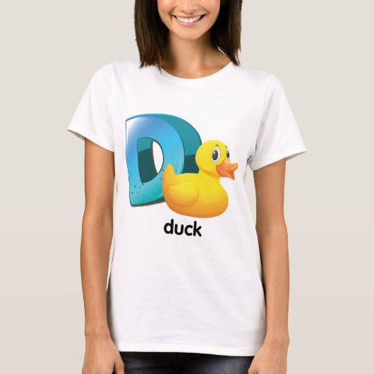 D for Duck アルファベットの明るい文字 Tシャツ (正面)