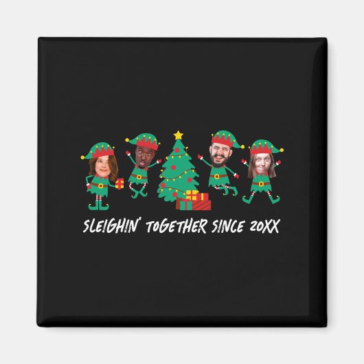 D Funny Face Photo Christmas Elf  マグネット (正面)