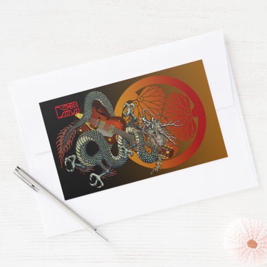 D-Guitar4 長方形シール (封筒)