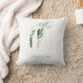 D Monogram エレガント金ゴールド緑のファミリ名 クッション (ブランケット)