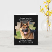 D Pet Photo Funny Dog Dad  カード (黄色い花)