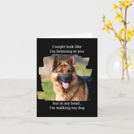 D Pet Photo Funny Dog Dad カード (黄色い花)