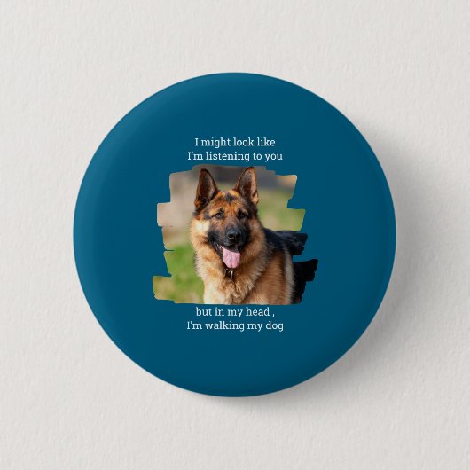 D Pet Photo Funny Dog Dad 缶バッジ (正面)