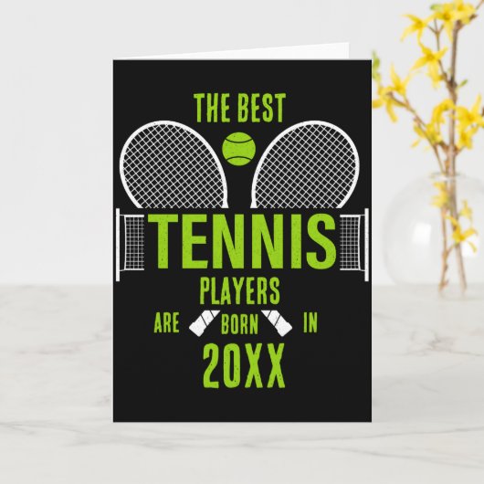 D Tennis Birth Year Name Birthday カード (黄色い花)