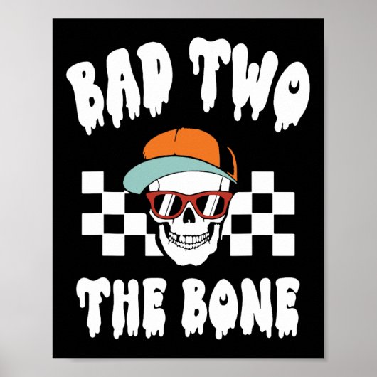 D Two The Bone おもしろい 2nd Birthdayハロウィンスケレット ポスター (正面)