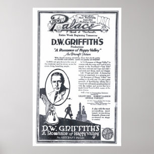 D.W. Griffith 1919 vintage movie ad poster ポスター