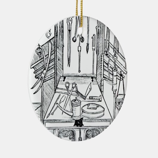 「Daからの手術台そして外科手術用の器具、 セラミックオーナメント (右)