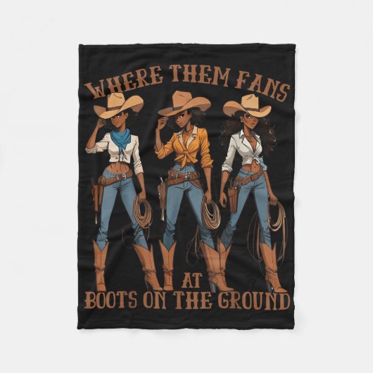 Daグランド女性のカーボーイラインのブーツでファン フリースブランケット (正面)