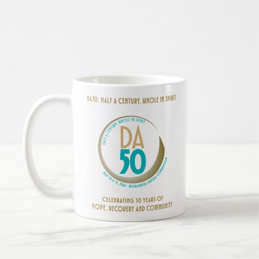 DA50 Worldwide Virtual Convention Mug in Gold/Teal コーヒーマグカップ (左)