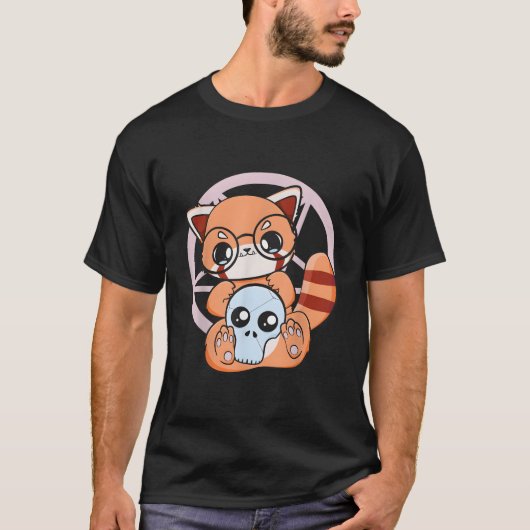 Dã­A De Los Muertos Red Panda Mexico Pajama Pastel Tシャツ (正面)