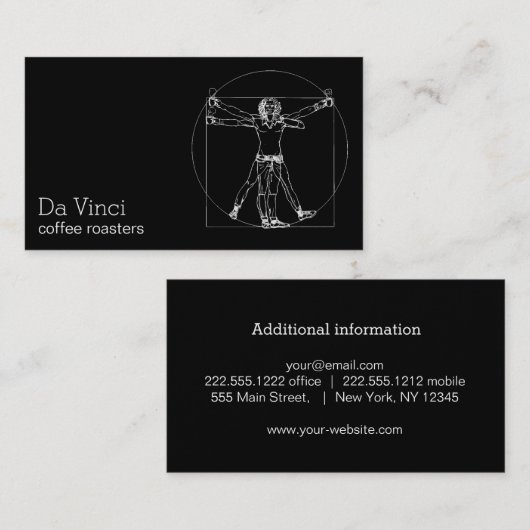 Da Vinci coffee roasters minimal vitruvian man 名刺 (正面/裏面)