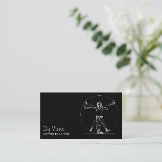 Da Vinci coffee roasters minimal vitruvian man 名刺 (スタンド正面)