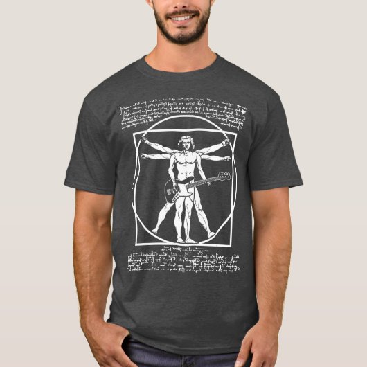 Da Vinci Vitruvian Man Bass Guitar Player  Bass Tシャツ (正面)