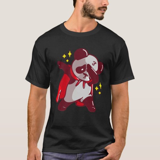 Dab Dabbing Move Panda Bear with Cape Dance Dabbin Tシャツ (正面)
