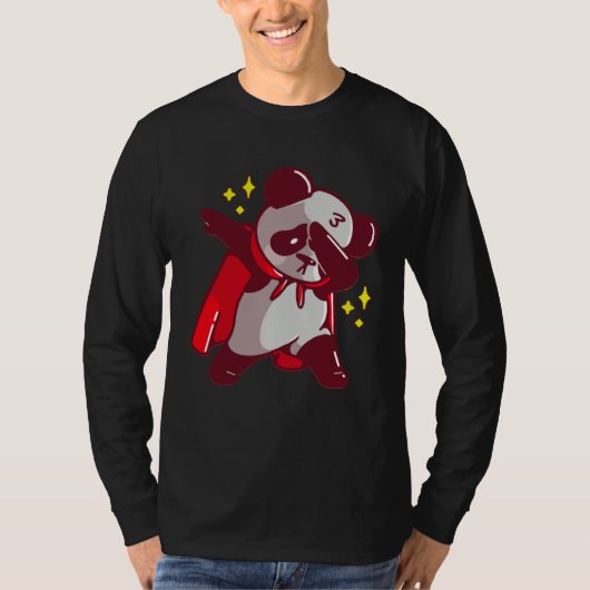 Dab Dabbing Move Panda Bear with Cape Dance Dabbin Tシャツ (正面)