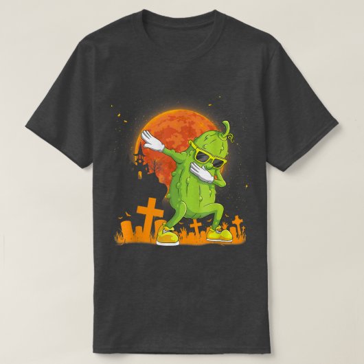 Dab Halloween Pickle Dabbing Dancing Cucumber Cost Tシャツ (デザイン正面)
