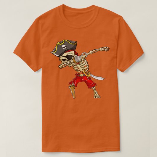 Dabbingスケルトン海賊ハロウィンキッズボーイズメン Tシャツ (デザイン正面)