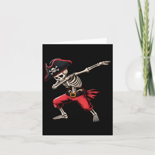 Dabbingスケルトン海賊ボーイズキッズ面白いハロウィーン カード (正面)