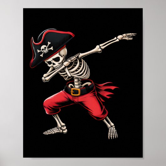 Dabbingスケルトン海賊ボーイズキッズ面白いハロウィーン ポスター (正面)