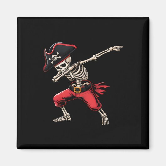Dabbingスケルトン海賊ボーイズキッズ面白いハロウィーン マグネット (正面)