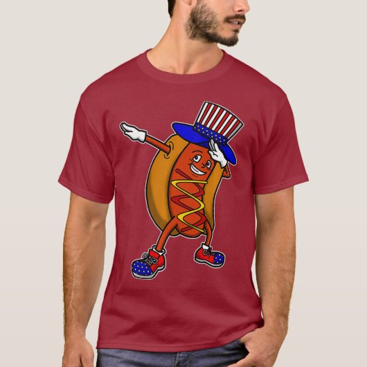 Dabbingホットドッグ愛好家の独立の日ギフト4th Tシャツ (正面)