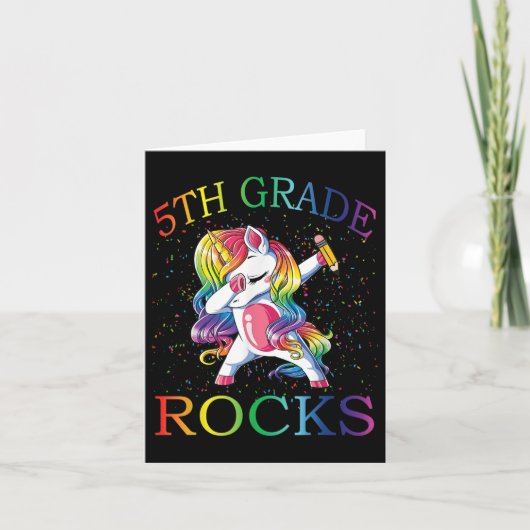 Dabbing 5th Grade Rocks Unicorn First Day Of Schoo カード (正面)