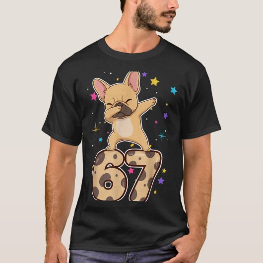 Dabbing 67 French Bulldog 67 Dog Funny Six Seven M Tシャツ (正面)