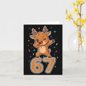Dabbing 67 Reindeer 67 Funny Six Seven Meme Gen Z  カード (黄色い花)