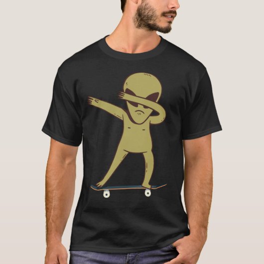 Dabbing Alien Skater  Skateboard Dab Tシャツ (正面)