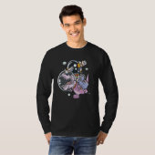 Dabbing Astronaut Ridining Dinosaur Space Astronom Tシャツ (正面フル)